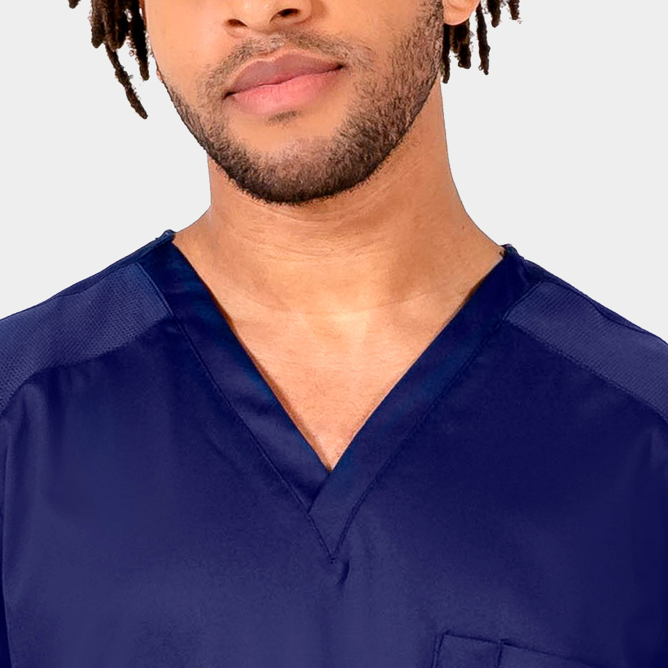 Edge by IRG 2851 MensMeshPanelV NeckTop NavyBlue NVY 03 IRG Scrubs