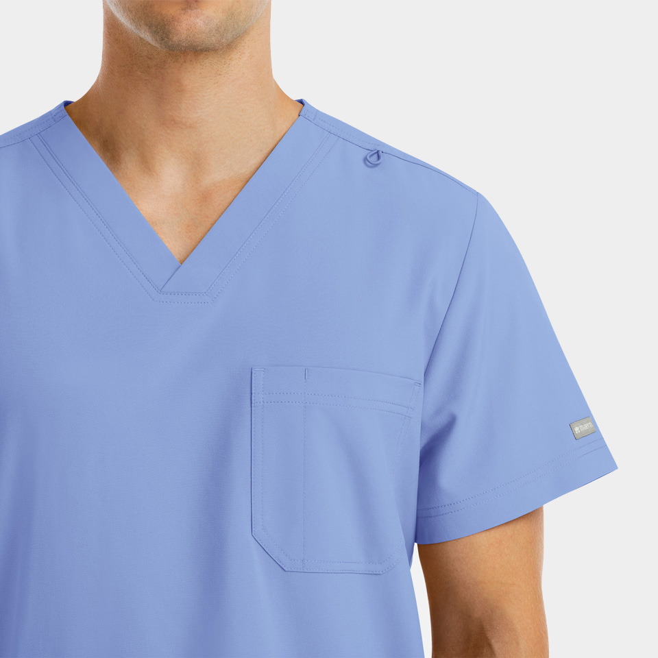 Momentum by Maevn 5802 Mens4PocketV NeckTop CeilBlue CBL 03 Maevn Scrubs